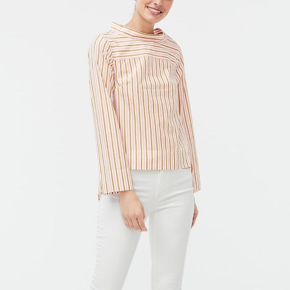 J.Crew Factory Funnel Neck Striped Top - Picture 2 of 9